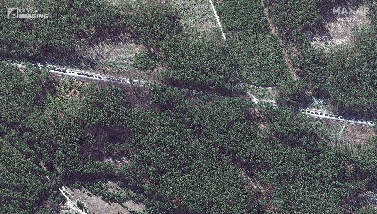 Satellite image 5 showing Russian troop movements in the Ivankiv region, spring 2022
