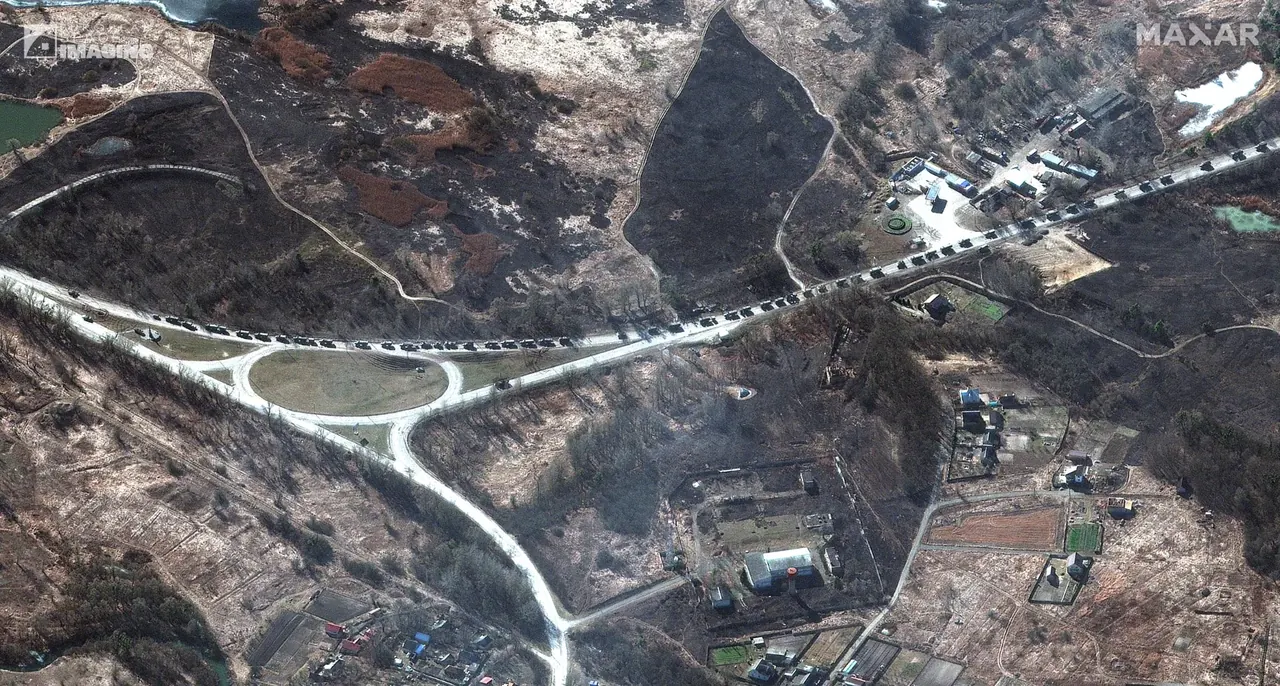 Satellite image 6 showing Russian troop movements in the Ivankiv region, spring 2022