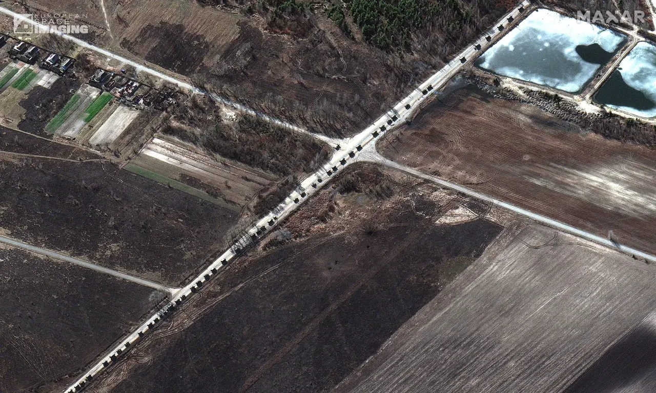 Satellite image 8 showing Russian troop movements in the Ivankiv region, spring 2022