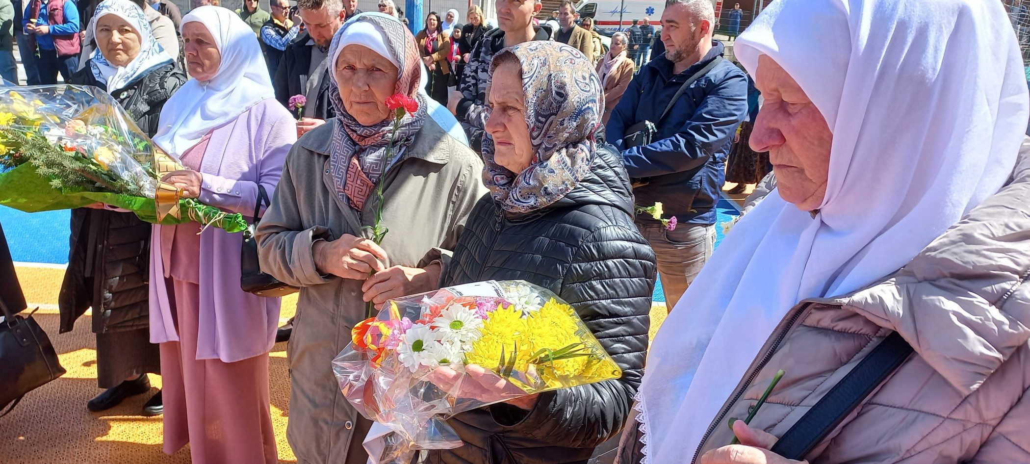 Bosnians Lay Flowers for 105 Civilians Killed in Srebrenica Playground