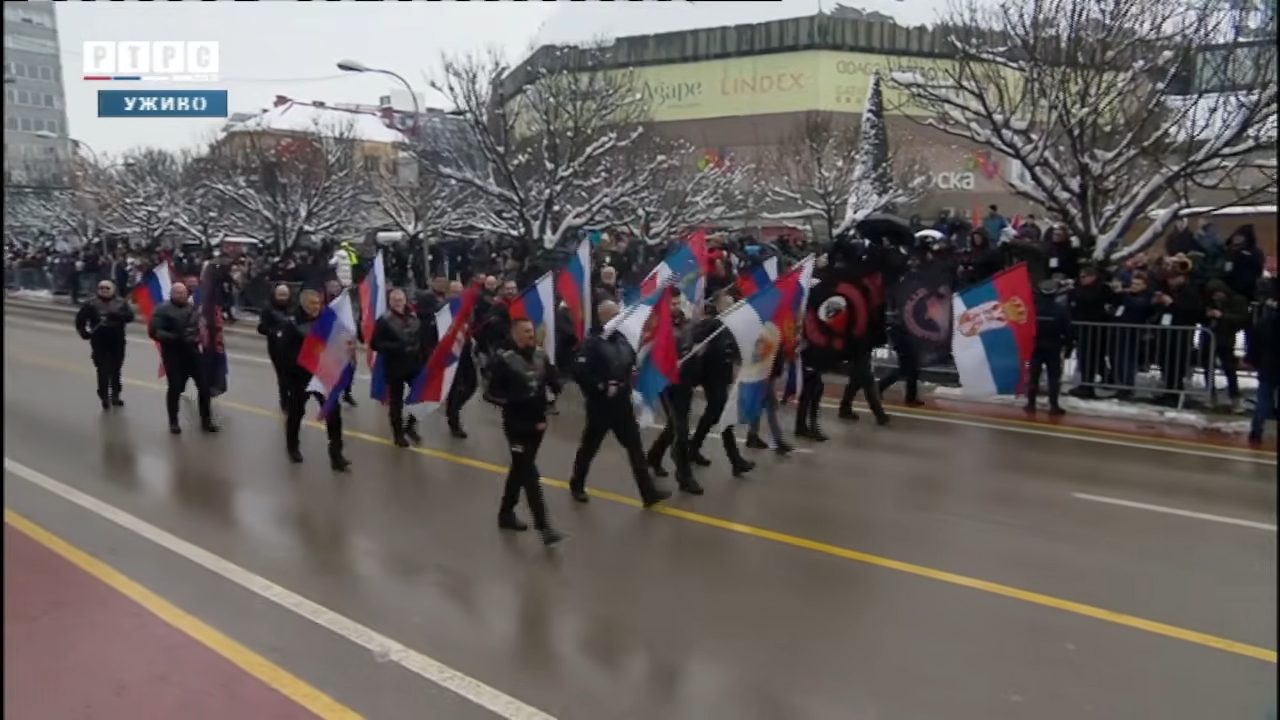 Noćni vukovi na svečanom defileu u Banja Luci. Foto: RTRS