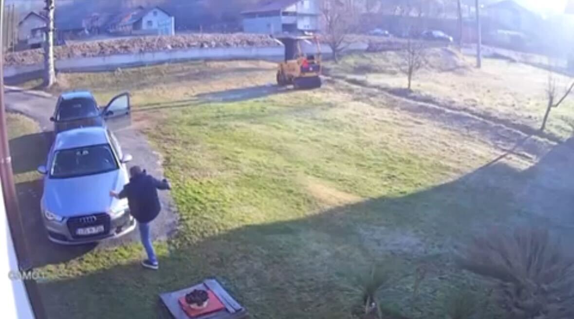 Fotografija sa video nadzora pokazuje napad na auto Mirsada Husejinovića. Foto: Privatna arhiva