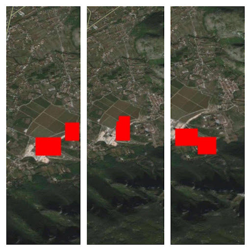 Požari koji su bili aktivni 21. i 22. augusta 2025. godine i 18. jula 2023. godine. Foto: Screenshot/Fire Information for Resource Managment System