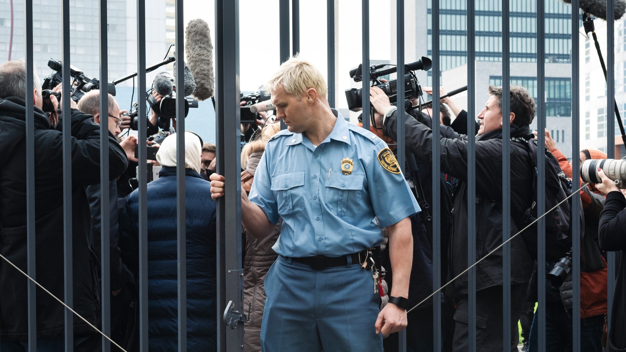 International media gather outside the gates of the tribunal after the judgment in Ratko Mladic's trial. Photo: Martino Lombezzi